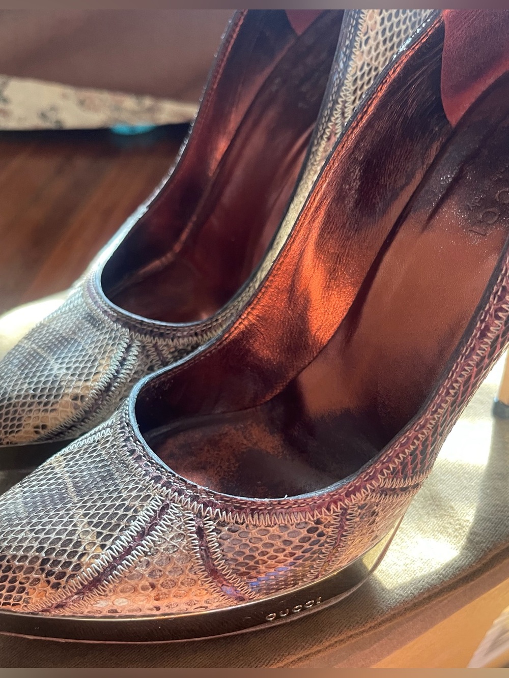 Authentic vintage Gucci python pumps